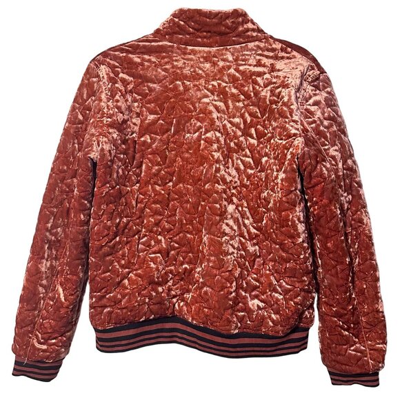 BERNARDO Women's Quilted Velvet Bomber Style Jacket Rust / Orange Size Small - Picture 2 of 9